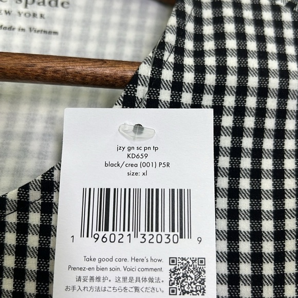Kate Spade - NWT Jazzy Gingham Scalloped Ponte Short Sleeve Top Size XL - Picture 14 of 14